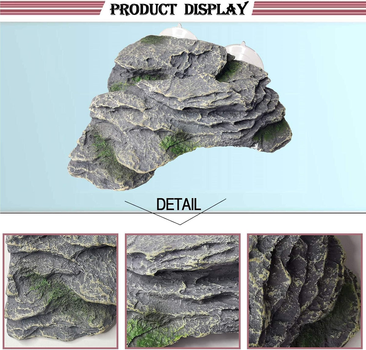 PINVNBY Basking Platform for Turtles Tortoise Dock Resin Resting Rock - 【L:7.1”Lx6.3”Wx2.7”H】 / 【Bronze】 - image 4