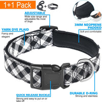 Ladoogo Reflective Dog Collar Padded with Soft Neoprene - Black/White / Medium - image 3