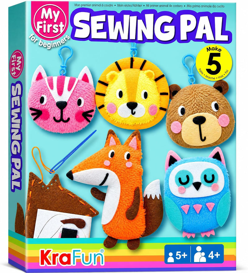 KRAFUN Animal Keyring Charm Sewing Kit Age 6+, 5 Projects