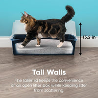 Bundle of IRIS USA 2 Pack XX-Large Cat Litter Boxes with Scatter Shield and Scoop, Open Top High Sided Cat Litter Pan, Black & Navy