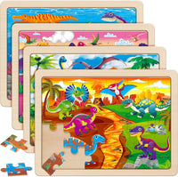 SYNARRY Large Unicorn Princess Fairy Wooden Puzzles for Kids Ages 4-6 – Fun for Kids & Family - Dinosaur