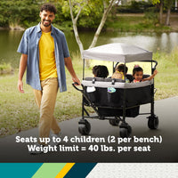 Safety 1st Summit quad wagon stroller with 4 seats and canopy in Navy Ink - view 3