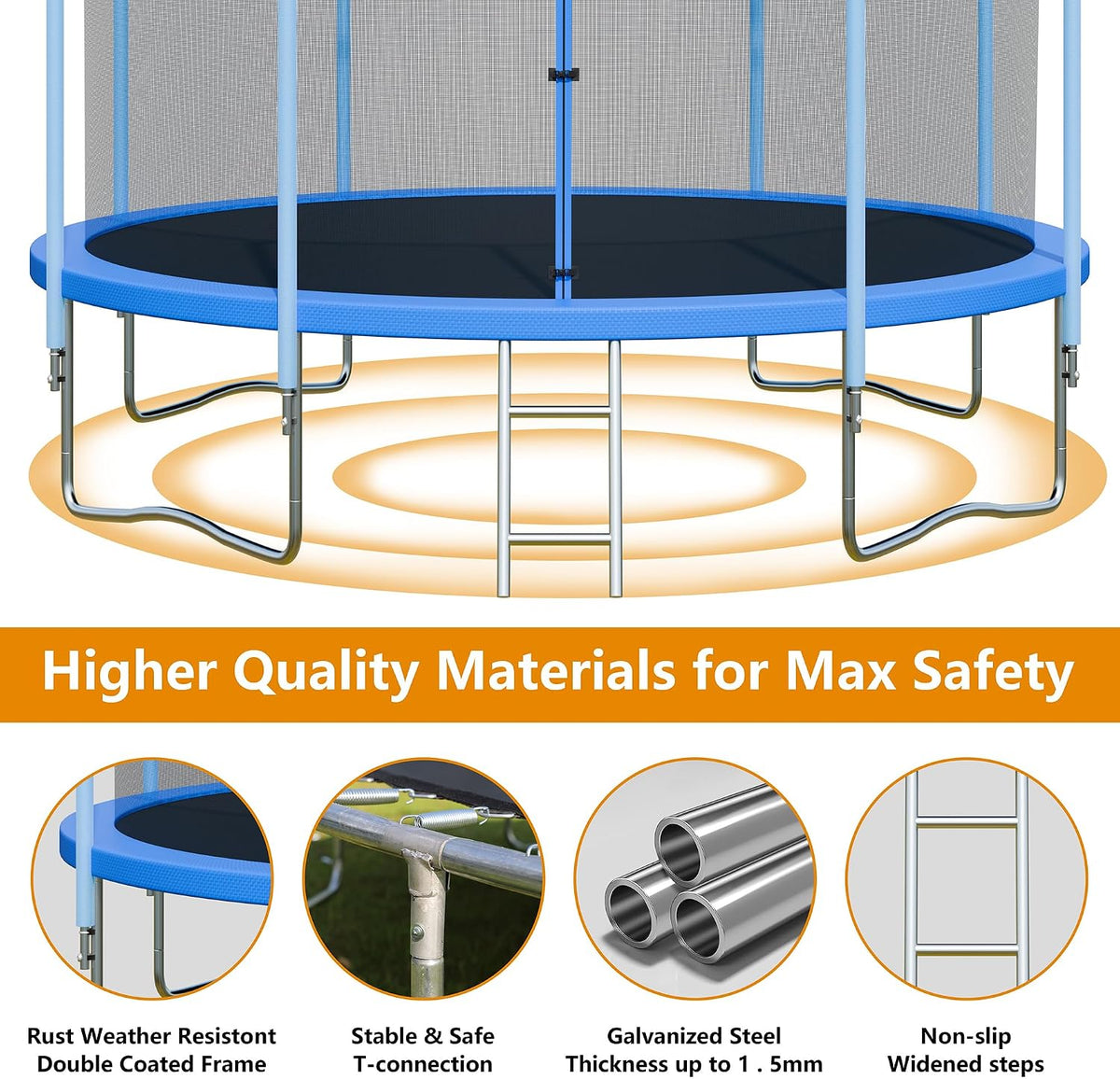 ALTLER 12 FT outdoor trampoline with safety enclosure and ladder - view 4