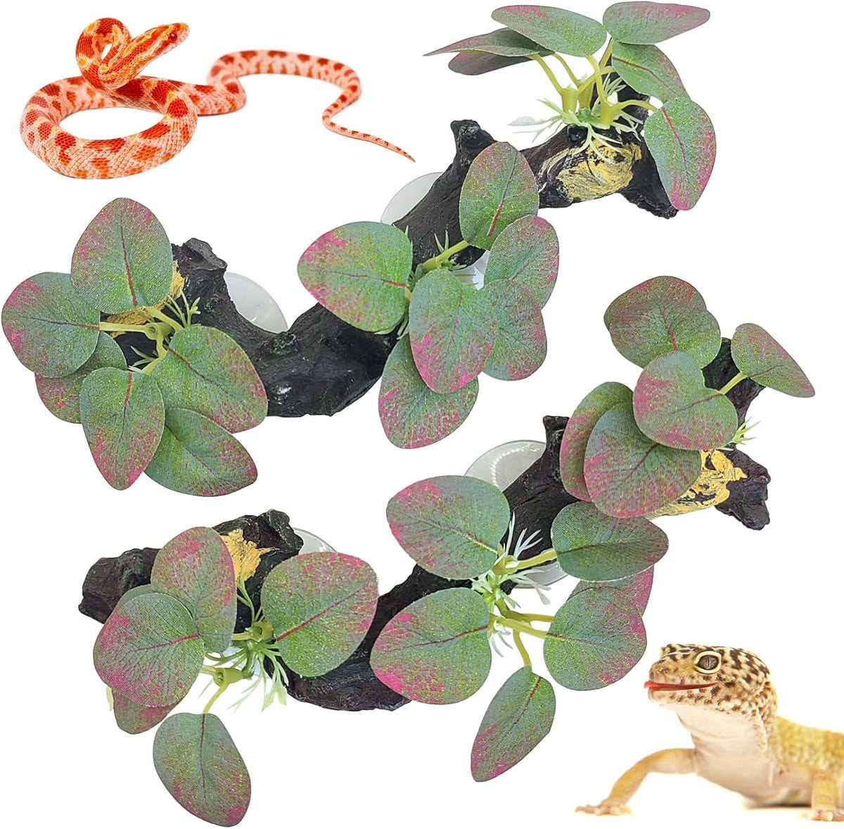 2 PCS Reptile Corner Branch - Red With Green