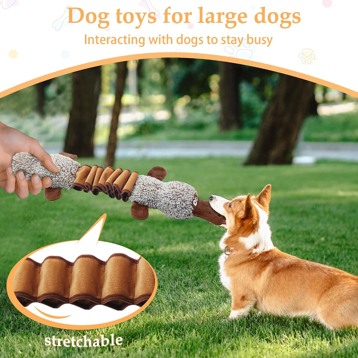 Squeaky Dog Toys, Stuffed Large Dog Toys to Keep Them Busy - Brown - image 4