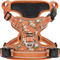 Timos Dog Harness, No Pull Large Sized with 3 Buckles - X-Large / Normal-Flower Orange