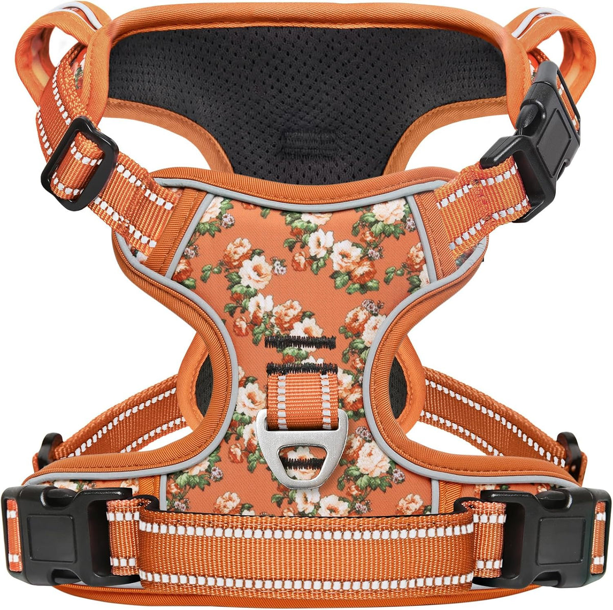 Timos Dog Harness, No Pull Large Sized with 3 Buckles - X-Large / Normal-Flower Orange