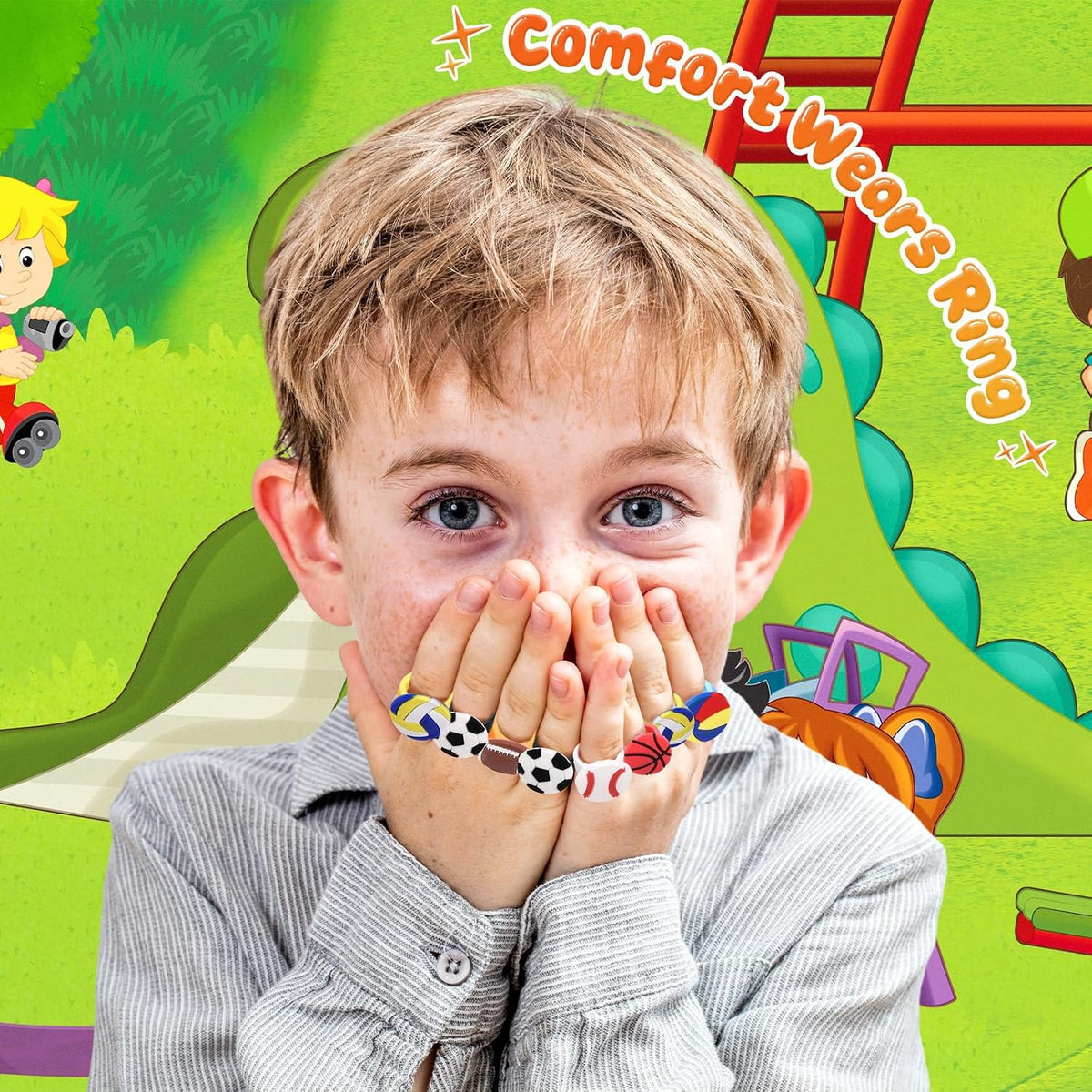 Chalyna 24 pack soft rubber dinosaur rings for kids in twelve styles - view 4