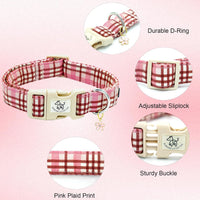 Elegant little tail Dog Collar - Pink Plaid / Small (Pack of 1) - image 2