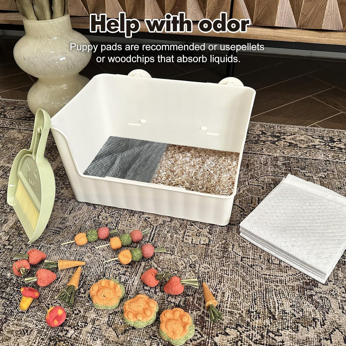 Large Rabbit Litter Box Bunny Potty Training Corner Litter Pan Comes - White - image 4