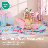 JOIEDOMI Toddler Nap Mat with Removable Pillow and Minky Blanket - Blue Mermaid - image 3