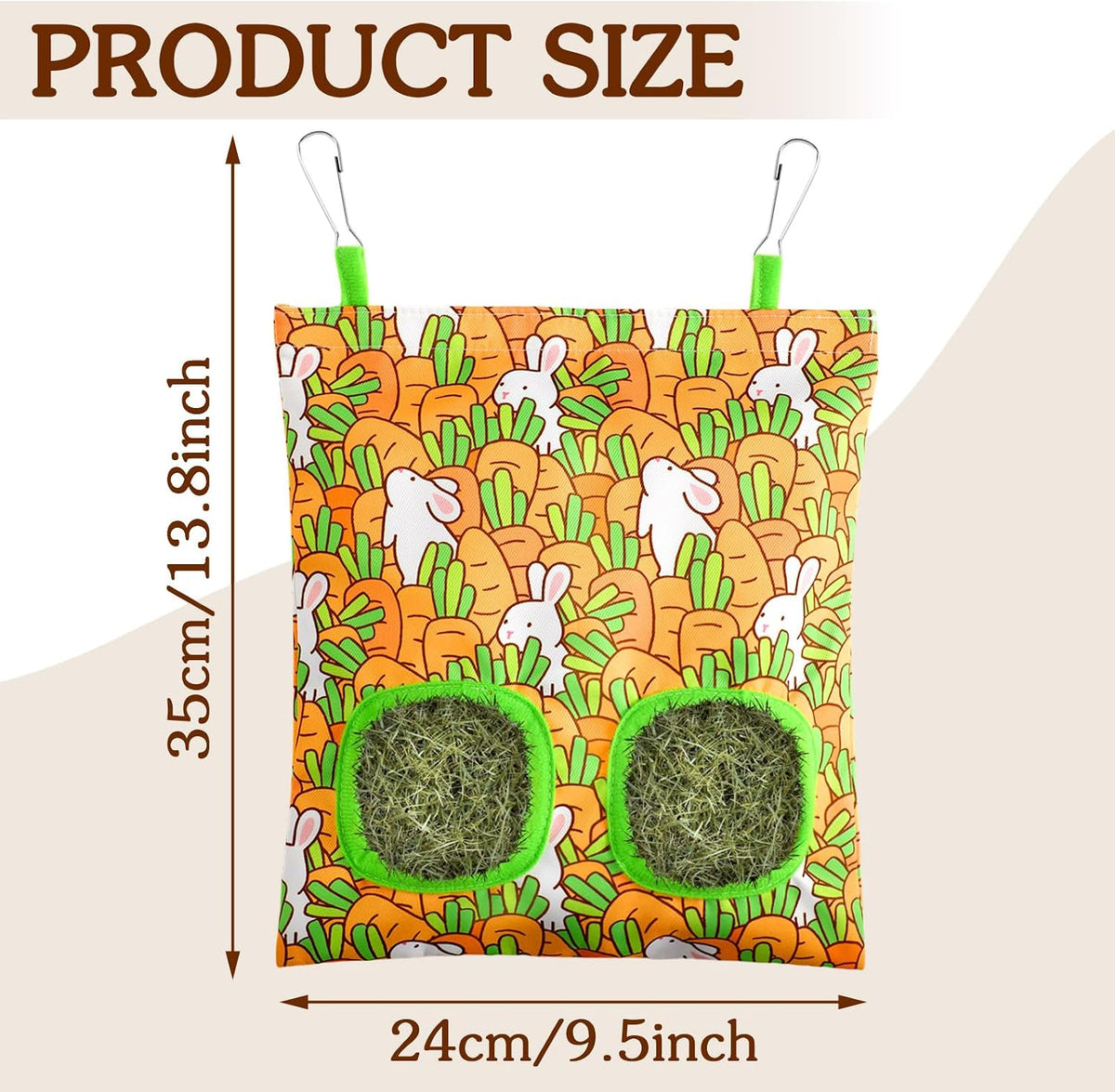 UPINS 3Pack Guinea Pig Hay Feeder Bag - Orange Blue Pink - image 2