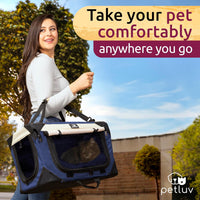 Cat & Dog Pet Carrier, Fits 2 Cats or Medium Dog Comfortably - Navy / Medium - image 3