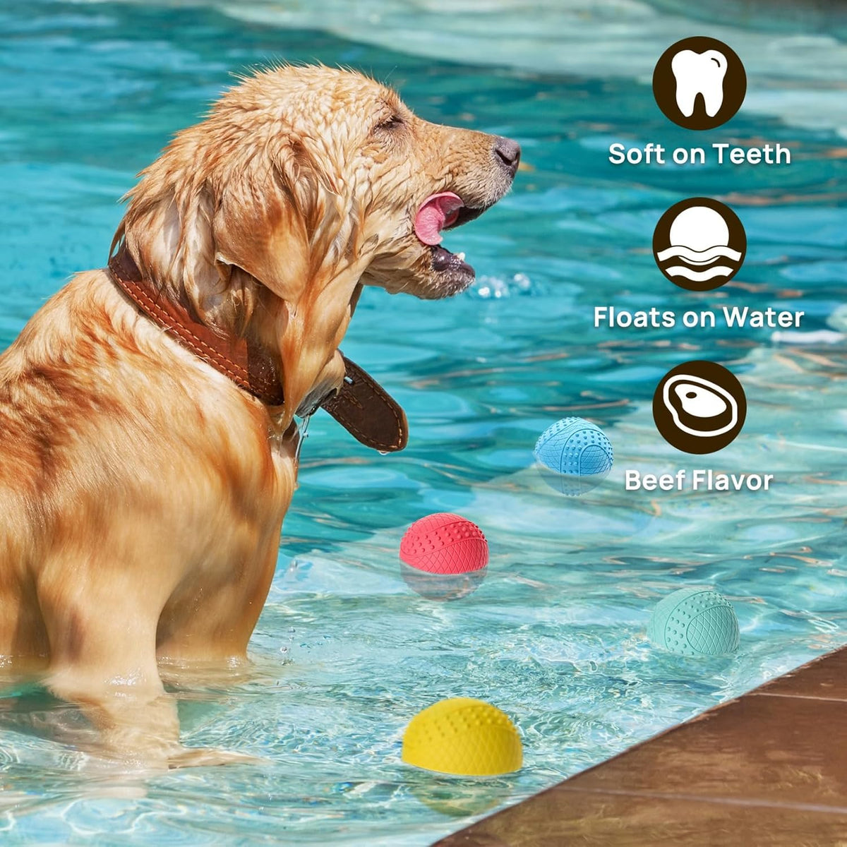 iPettie Summer Floating Dog Ball, Squeaky Water Fetch Toy – Essentials for Dogs - 2.5" x 2.5" - image 2