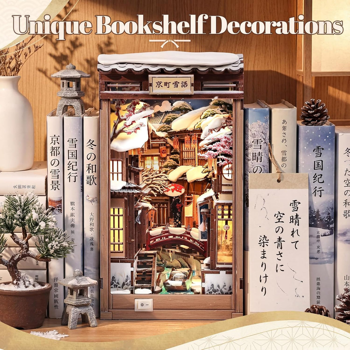 Fsolis Book Nook Kit Booknook Bookshop - Kyoto Snow Whisper - image 3