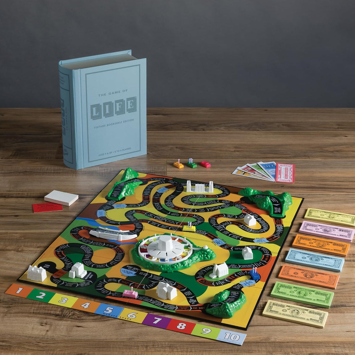 WS Game Company The Game of Life Vintage Bookshelf Edition board game in fabric book case - view 3