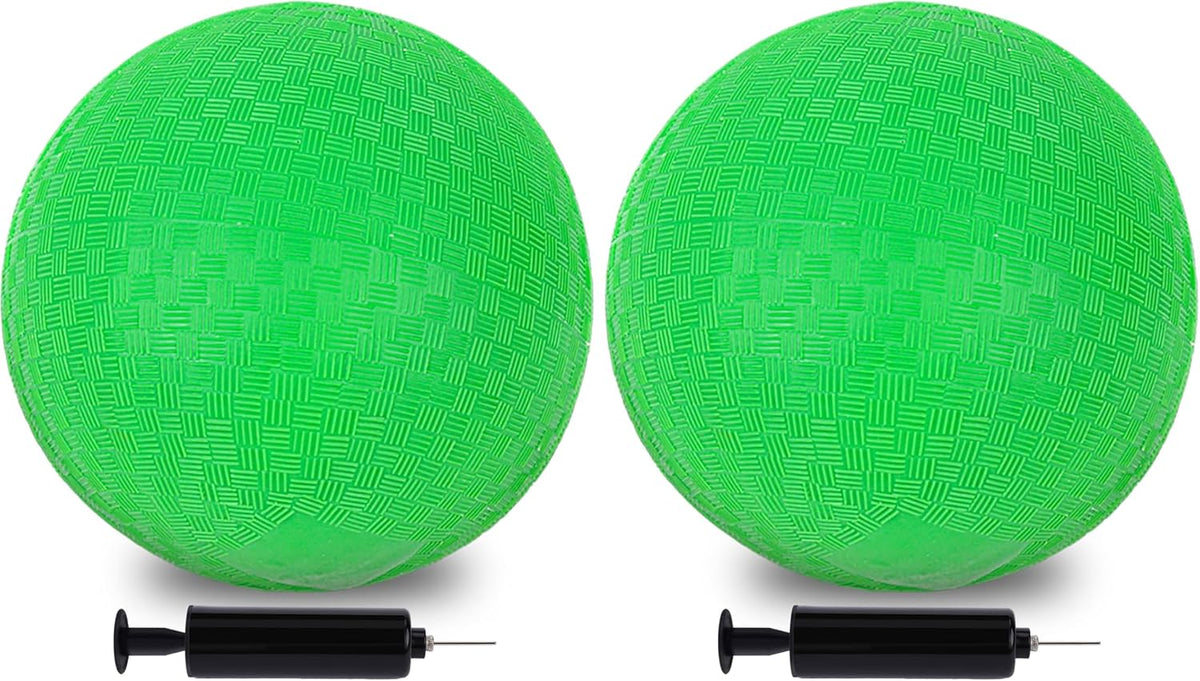 LovesTown 8.5 inch green playground ball with waffle texture and hand pump
