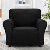 Super Stretch Couch Cover Universal Sofa Covers with Elastic Bottom - Black / Small (30"-47") - image 2