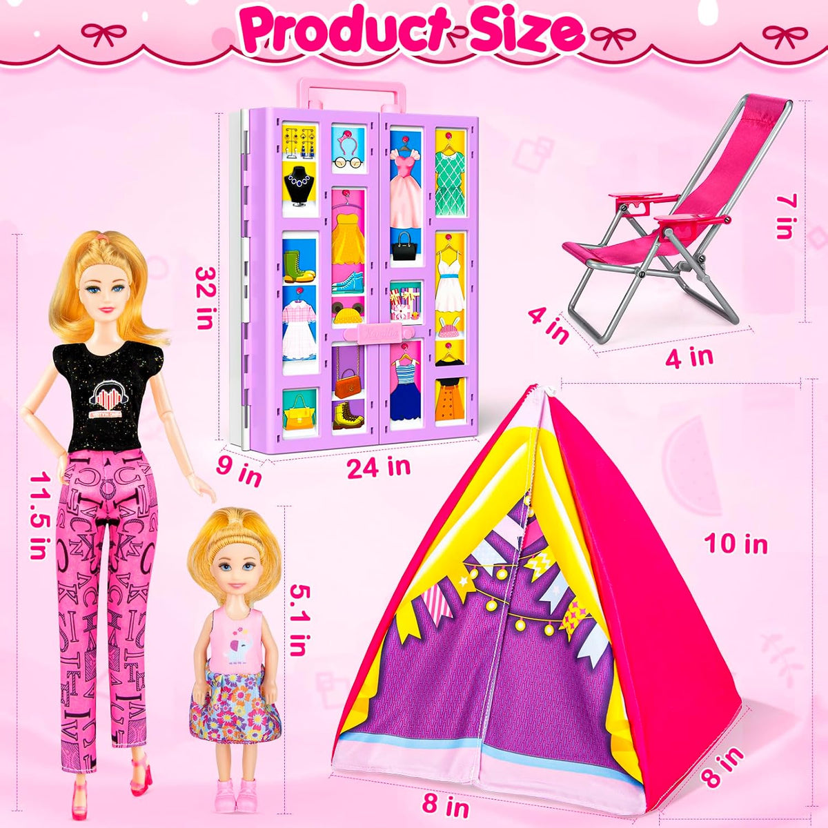 TQRAZ 76 Pcs Doll Car Playset Clothes and Accessories with 11.5 Inch - 164 pcs - image 3