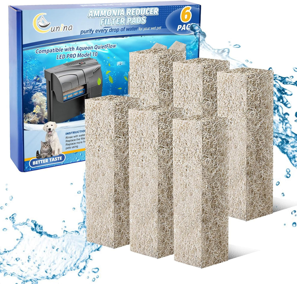 Replacement Filter Cartridges Compatible with Aqueon Quietflow 20 75 – Essentials for Fish - For Model 10, 6 Pack