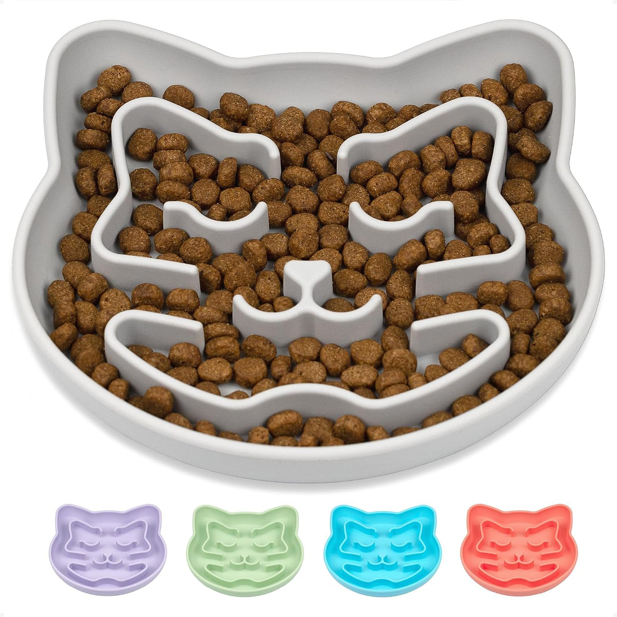 Slow Feeder Cat Bowl, Cat Puzzle Feeder for Slow Eating - Slate