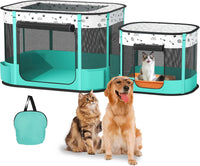 Cat Playpen, Portable Pet Dog Playpen - Green / 32" × 24" × 22"