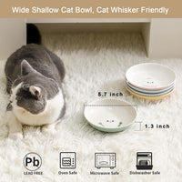 Ceramic Cat Bowls Set - 5.7 inch Wide Cat Food Bowls Whisker Fatigue Friendly, 5 Colorful Kitten - Cute Cat - image 3