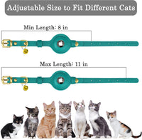 OOPSDOGGY Leather AirTag Cat Collar with Bell - Aquamarine - image 4