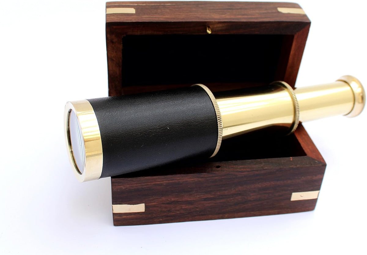 THOR INSTRUMENTS 6" Brass Pirate Telescope with Wooden Box - image 4