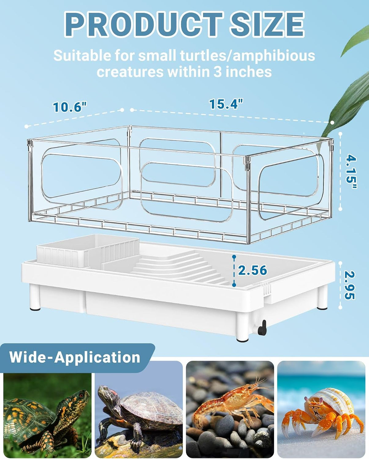 GOZILLA small turtle tank kit in white acrylic with adjustable lamp, filter and decorations - view 2