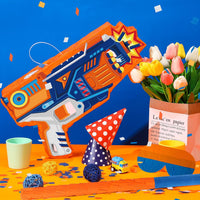 Sotiff dart theme toy gun piñata with blindfold, stick and confetti - view 20