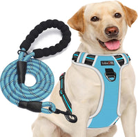 tobeDRI No Pull Dog Harness Adjustable Reflective Oxford Easy Control - Blue/Grey / Medium