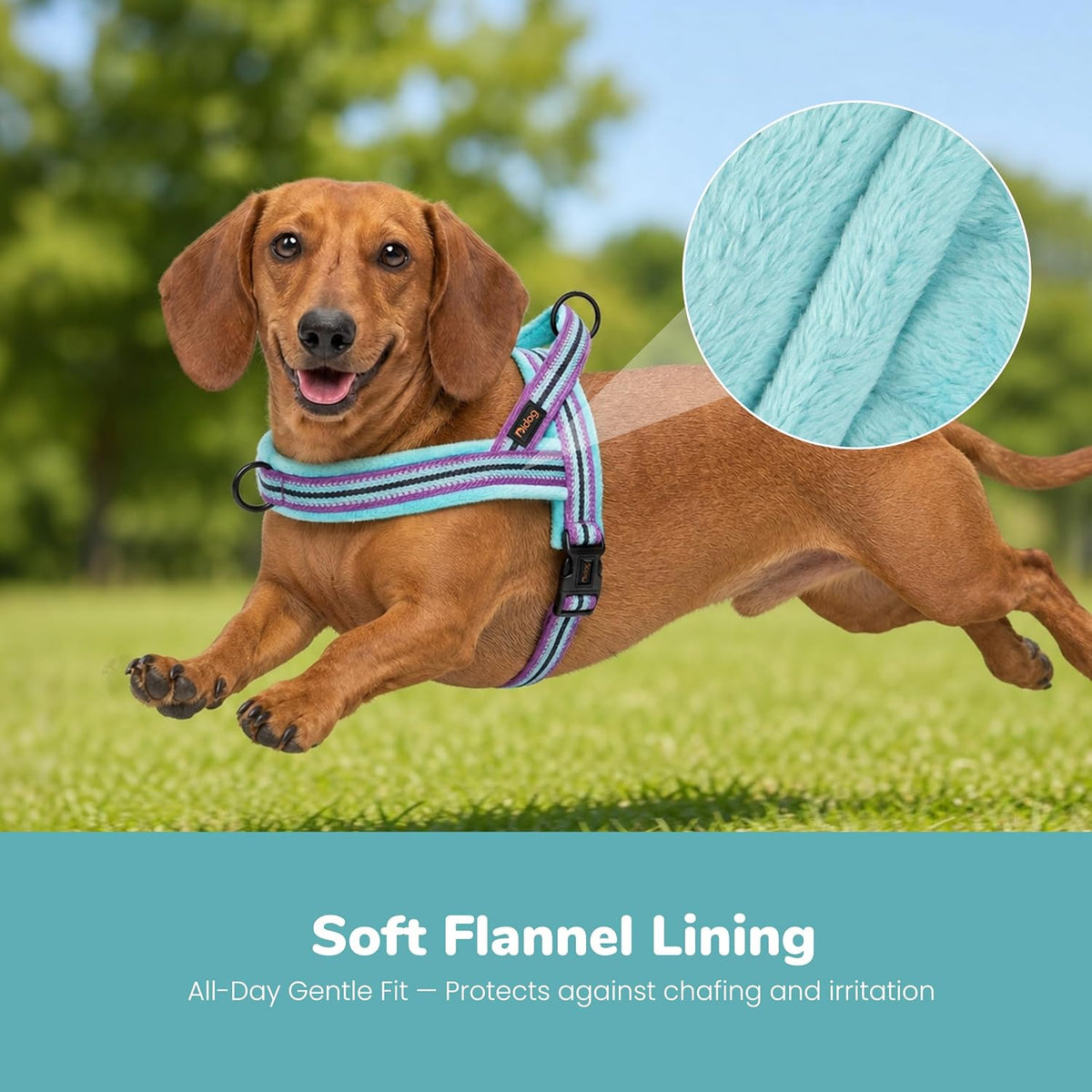 No Pull Dog Harness for Small Dogs, Soft Flannel Padded, XS - XS:chest 15-19" / Mixed-Blue - image 2