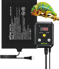 BN-LINK Reptile Heat Pad 6"X8" 8W for 10-20gal Under Tank Terrarium - 8" X 12" with Thermostat