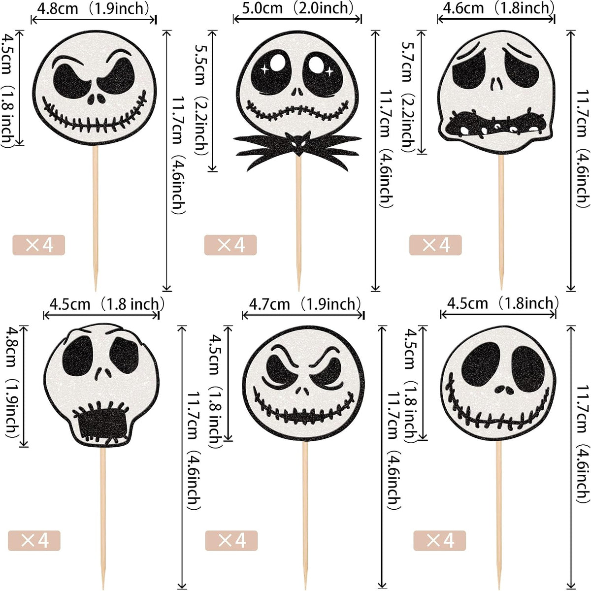24 PCS Halloween Bat Cupcake Toppers Black Glitter Bat Cupcake Picks - Pattern B9 - image 2