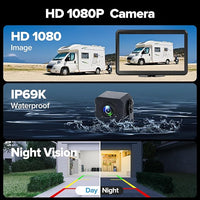 4CH 10.1 inch AI WiFi GPS RV Backup Camera Monitor System with Touch Screen and 4x1080P Waterproof Night Vision Cameras, Blind Spot Detection DVR Video Recorder for Truck Trailer Semi Camper Van Taxi