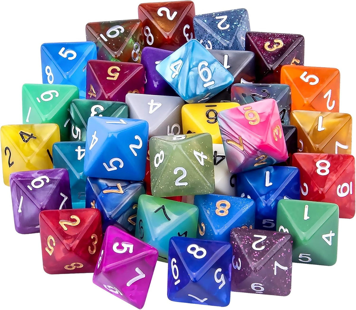 AUSTOR 35 Pieces 20 Sided Dice Polyhedral Dice Set Mixed Color Game - 8 Sideds
