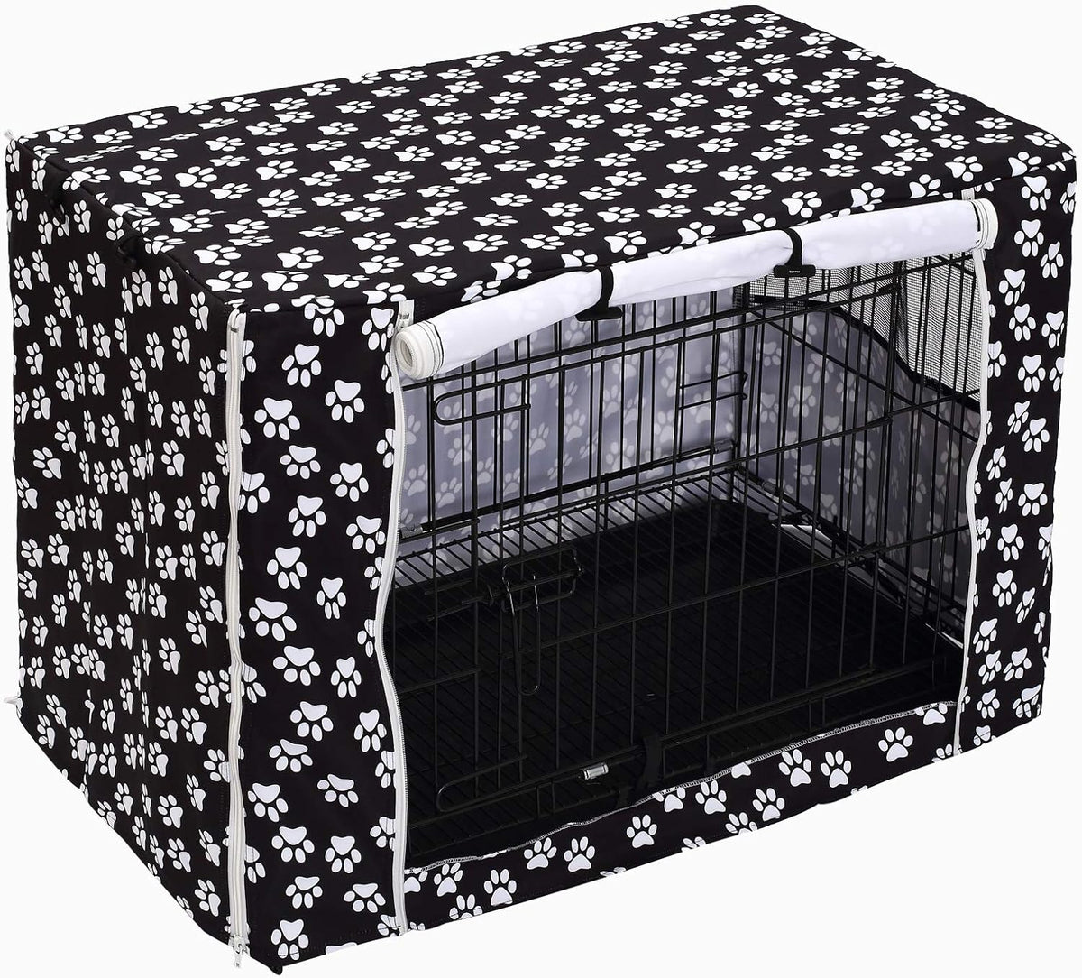 Pethiy Dog Crate Cover Durable Polyester Pet Kennel Cover Universal - 42.0"L x 27.0"W x 30.0"H / Black - image 3