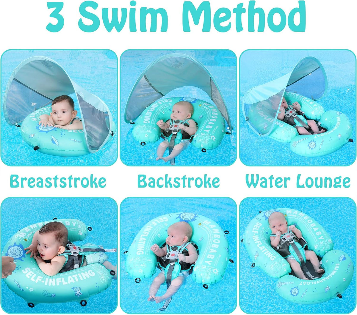 Mambobaby Float with Canopy, UPF 50+ Baby Swim Float – Fun for Kids & Family - Limited Green - image 2