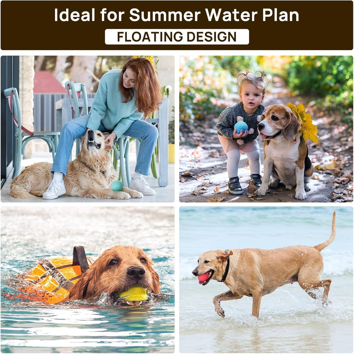 iPettie Summer Floating Dog Ball, Squeaky Water Fetch Toy – Essentials for Dogs - 2.5" x 2.5" - image 4