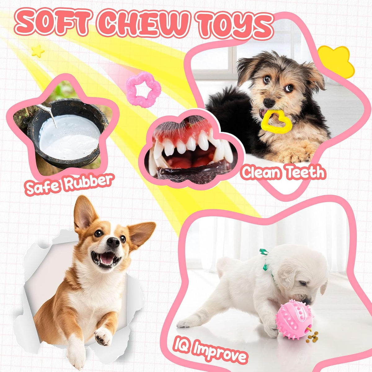 XIUGOAL Pink Puppy Toys - 9 Pack Puppy Chew Toys for Teething, Enrichment Dog Toys for Small Dogs - image 4