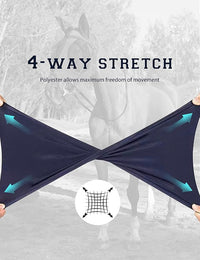 Horse Fly Mask with Ears, UV Protection Mask for Horses, Elasticity Mask with Big Mesh Eye Covers, Snug Fitting Comfortable Breathable Lightweight Navy Full Size