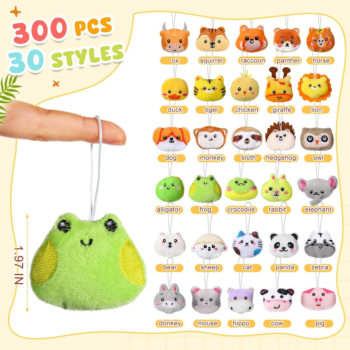 Libima 150 Pcs Mini Stuffed Animals Keychain, Plush Toys - 150 / Jungle Animals - image 2