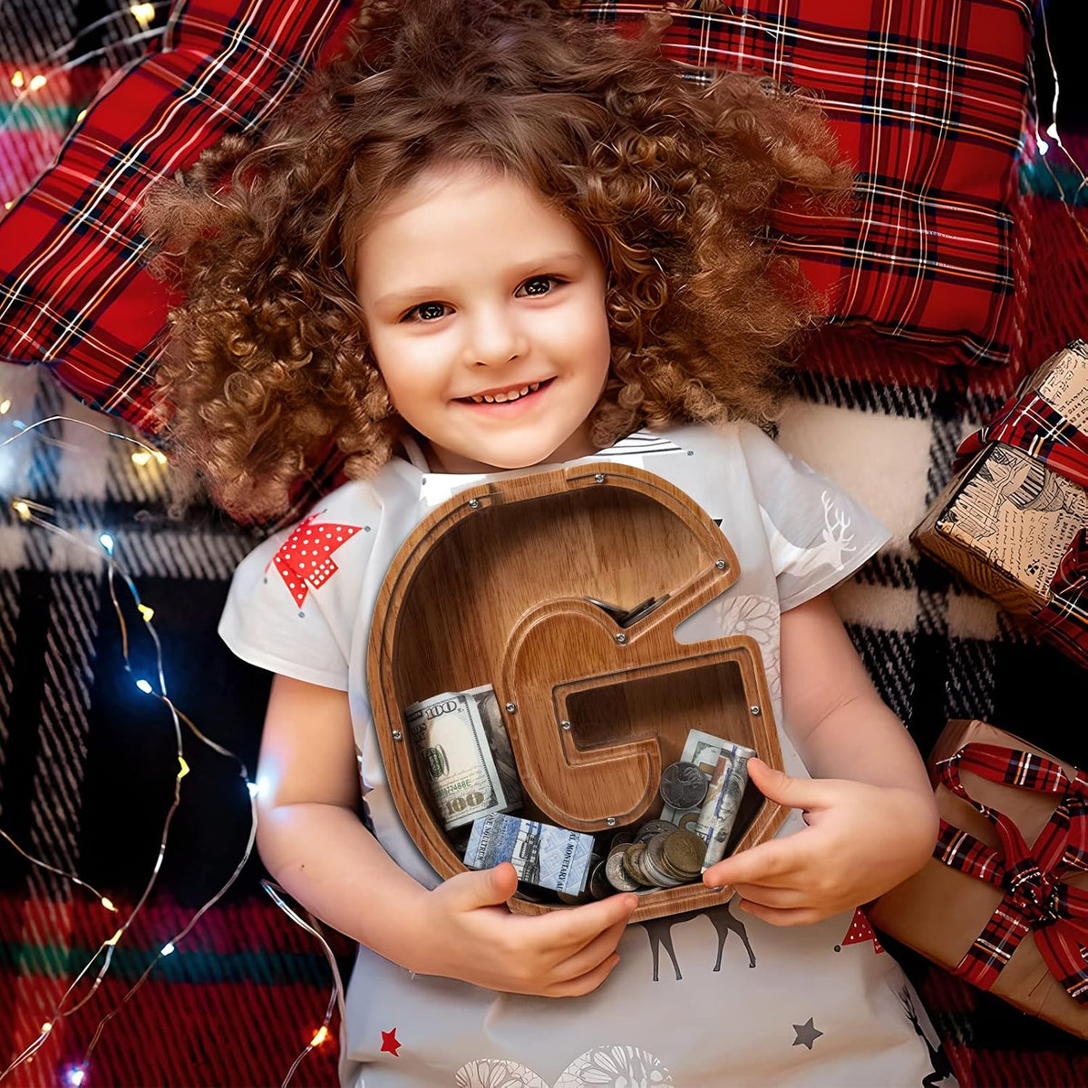 Ladenk Wooden Letter Piggy Bank - G / Initial-12" - image 4