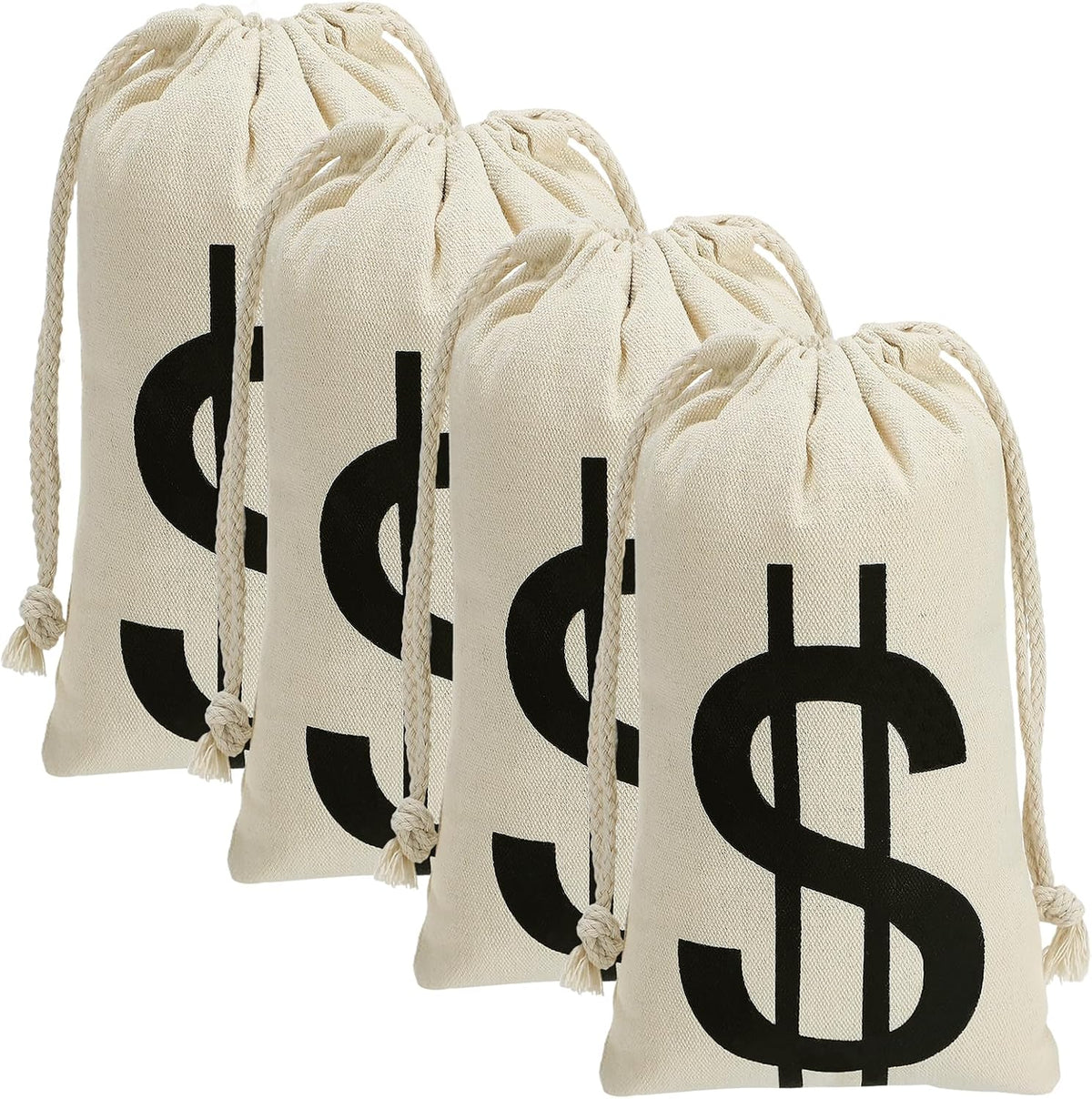 Apipi 4 Pack 6.7" W × 9" H Canvas Money Bags - M-7 x13 in