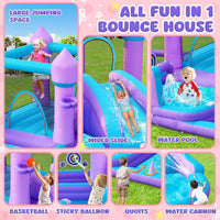 GYMMALL white inflatable bounce house for kids with slide, ball pit and mesh walls - view 12