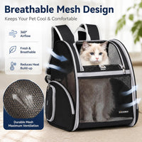 Cat Backpack Carrier for Small Dogs and Medium cat Puppy Kitten Bunny - Black / 12.9"L x 10.6"W x 15.5"H - image 2