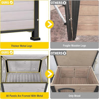 Aivituvin Dog House Outdoor with Metal Frame, Dog Kennel Outside for Small to Medium Breed, 45" Weatherproof Large Dog Shelter with Anti-Chewing Iron Frame, White (45" D x 32.9" W x 32.6" H)