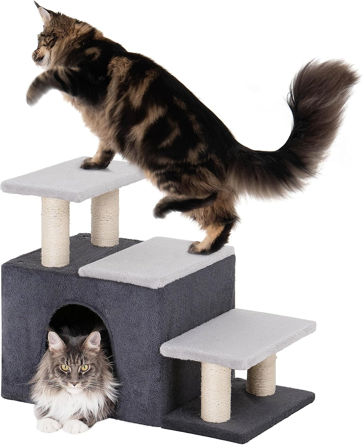 3-in-1 Pet Stairs for Cats, Dog Steps for Small Doggie Rabbits – Essentials for Cats - Large-Gray