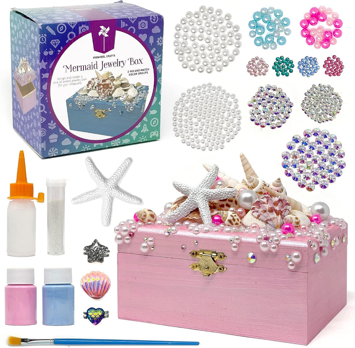Pinwheel Crafts friendship bracelet kit with 100 floss threads, beads and storage bag - view 3